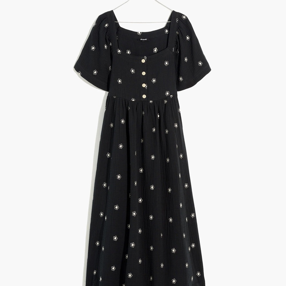 Madewell Black Sheath Midi Dress with Flutter Sleeves